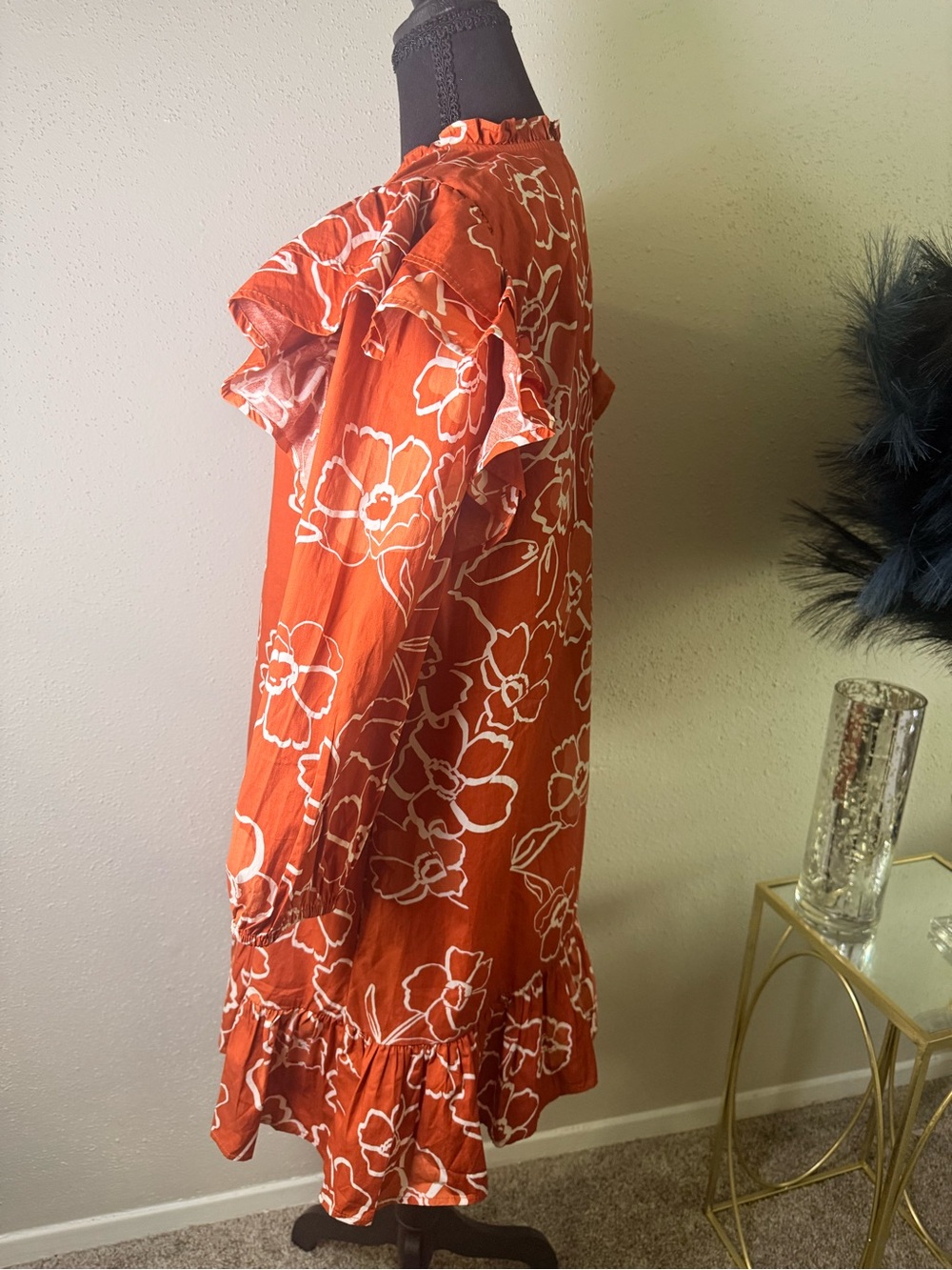 Sugarlips Sammy Marmalade Ruffle Drop Waist Floral Dress Size L NWT Cotton - Picture 5 of 11